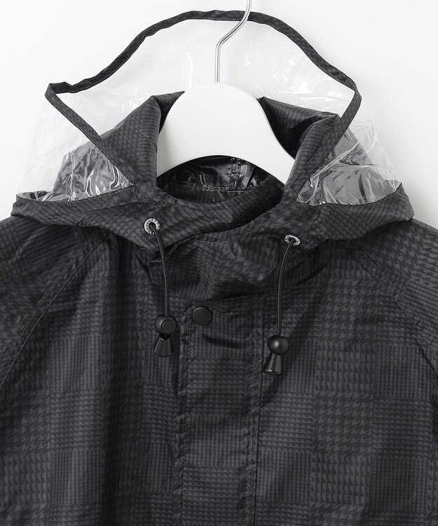 MOONBAT FLAT PURE レインコート チェック柄 リュック対応 ユニセックス 収納袋付き チャコールグレー