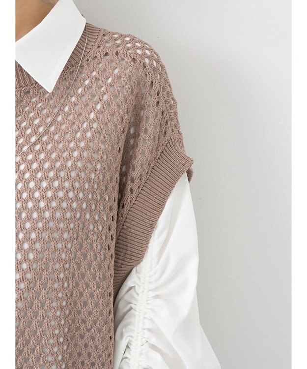 earth music&ecology ＳＥＴ２点メッシュベスト＋シャツ Mocha