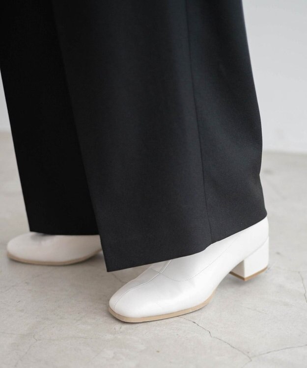 WEGO ハイウエストタックワイドスラックパンツ ブラック