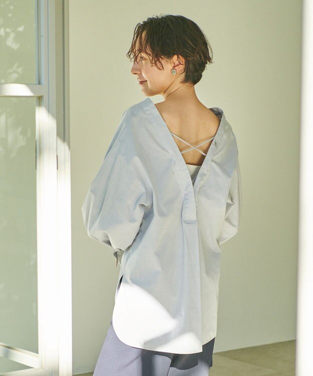 #Newans 【ANSWER for ヘルシーカジュアル】クロスリボンシャツ グレー系