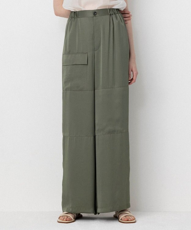 NAVE 【Nave・洗える/ウエストゴム】ヴィンテージサテン ワイドパンツ