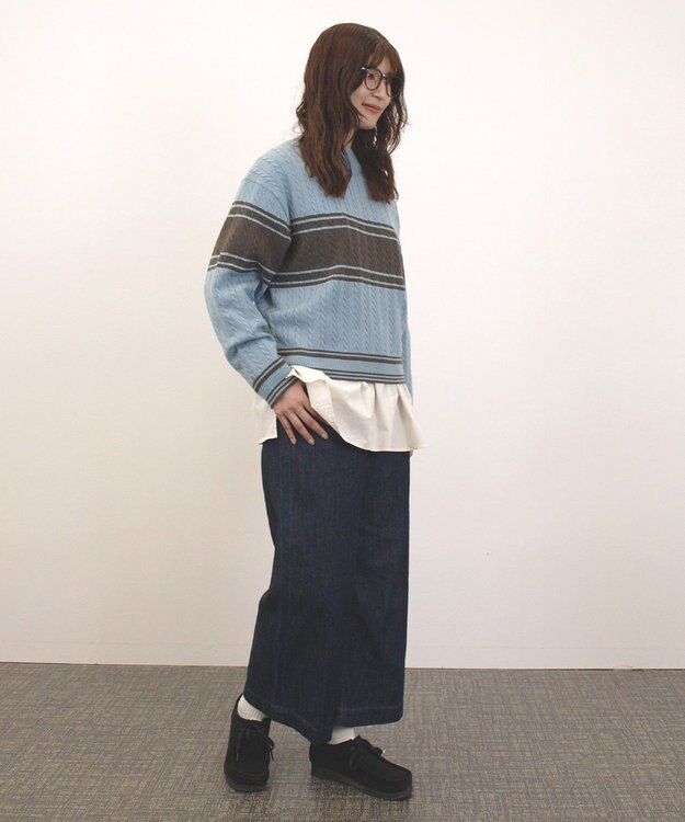 J.PRESS YORK STREET 【WOMEN】ラインハイゲージニット サックスブルー系1