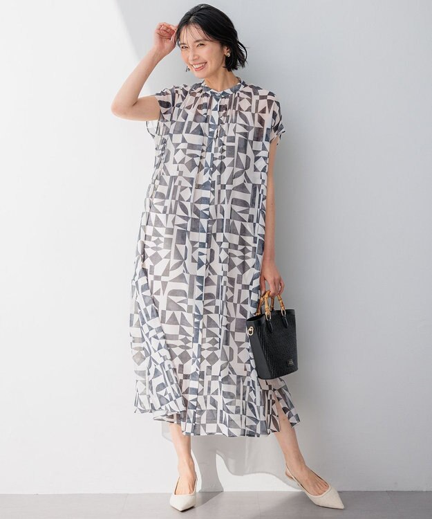 23区 【洗える】Ratti ウォールプリント ワンピース モノトーンプリント