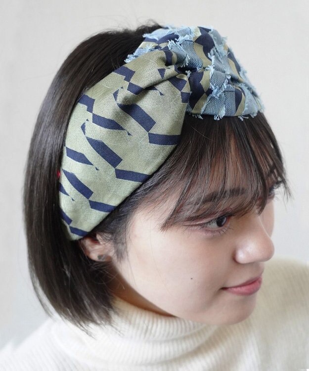 POLS ジャガード織 ヘアバンド ネイビー