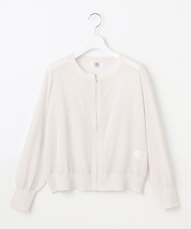 J.PRESS LADIES 【洗える】SHEER LIGHT ニット ブルゾン ライトグレー系