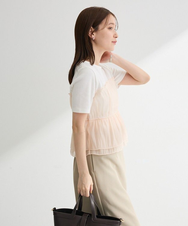 Green Parks オーガンジービスチェドッキング半袖プルオーハ Beige