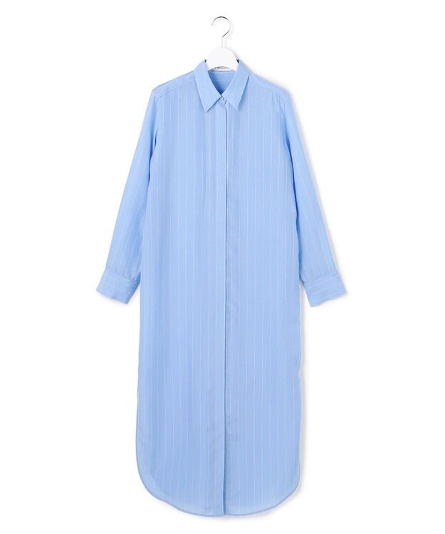 ICB 【WEB＆一部店舗限定】PreshrunkCupraStripe シャツワンピース サックスストライプ