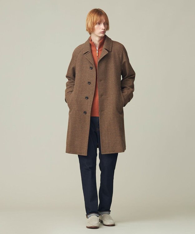 J.PRESS MEN 【Cash Lamb's Wool】畔編みハーフジップ ニット オレンジ系