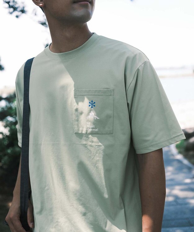 SHARE PARK MENS 【UVカット・吸水速乾・ストレッチ・軽量 】ポケットロゴTシャツ（L・XLサイズ） 黄緑系