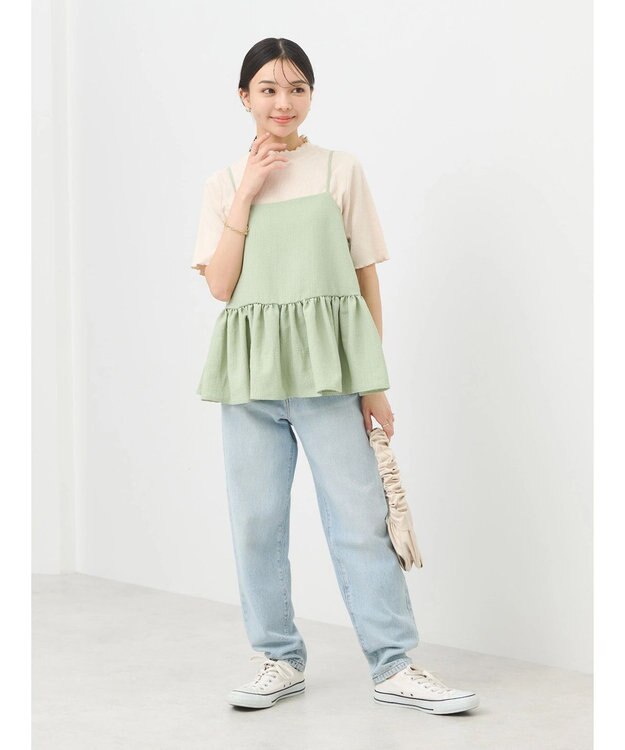 earth music&ecology ＳＥＴ２点ジャガードビスチェ＋リブプルオーバー Mint