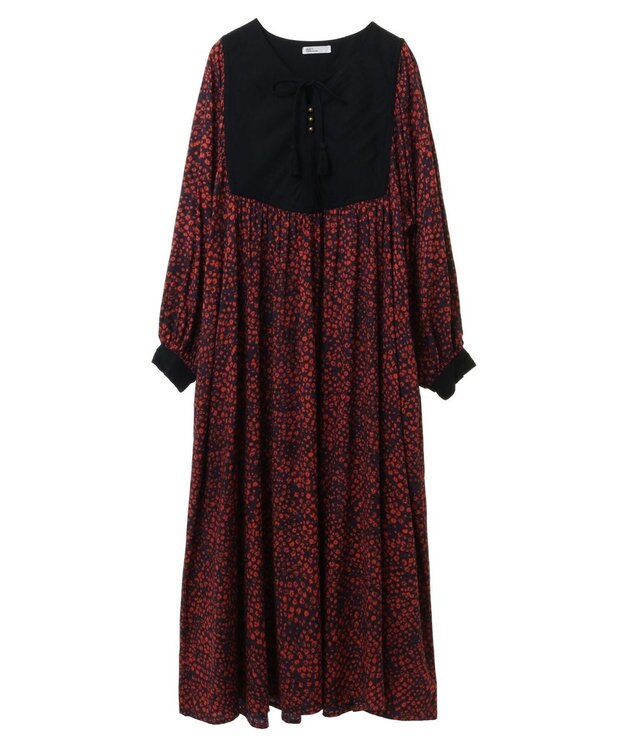 CRAFT STANDARD BOUTIQUE レーヨンキルト切替ワンピース Navy