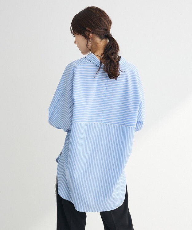 Green Parks イージーケアストライプシャツ Blue