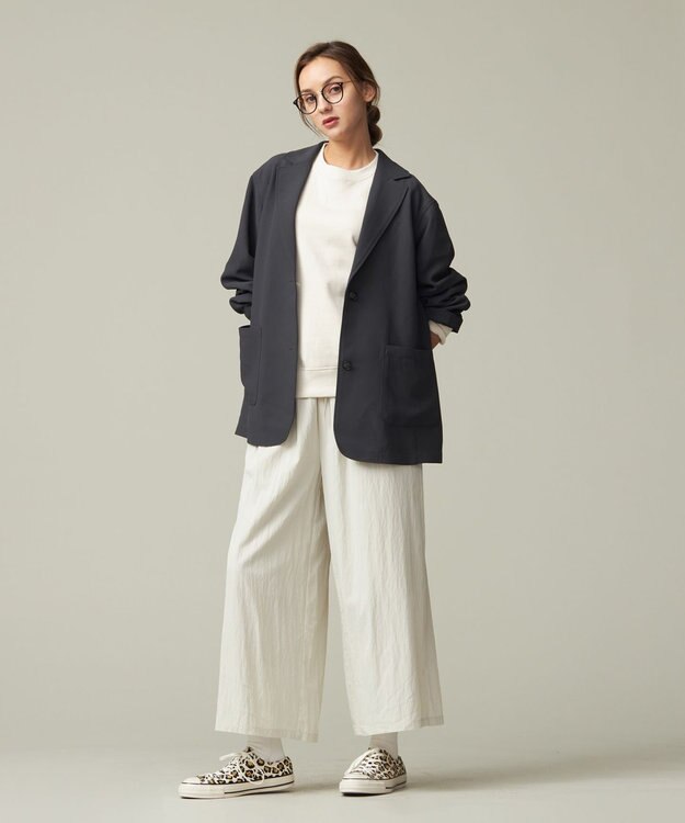 J.PRESS YORK STREET 【WOMEN】リラックスワイドパンツ アイボリー系