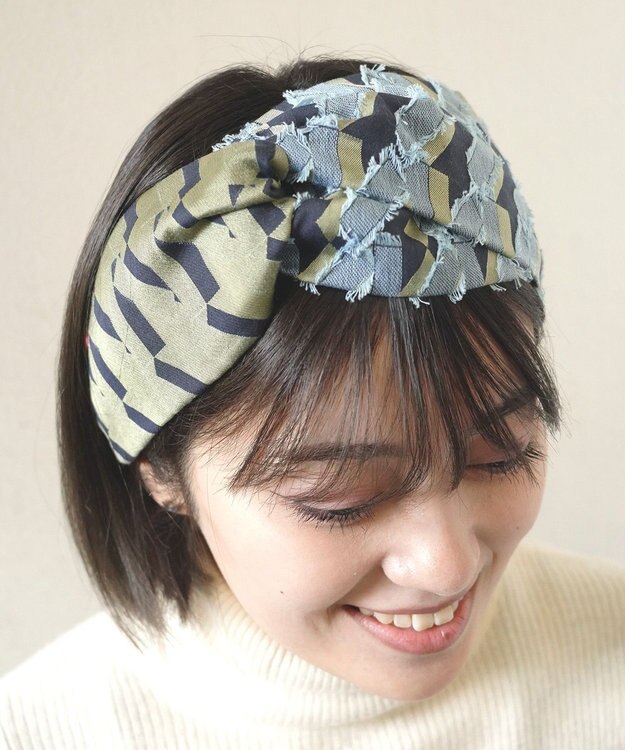 POLS ジャガード織 ヘアバンド ネイビー