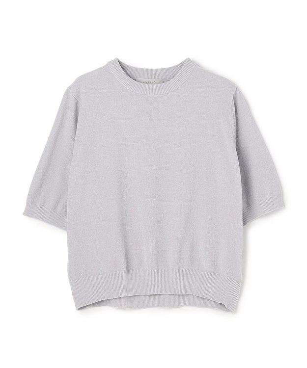 UNFILO L ベロアモール ハーフスリーブニット グレー