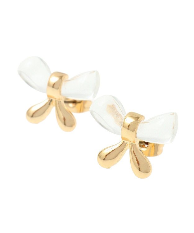 AMERICAN HOLIC クリアメタルリボンピアス Gold