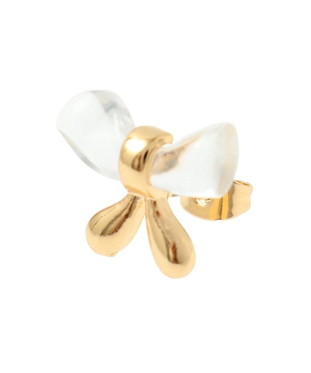 AMERICAN HOLIC クリアメタルリボンピアス Gold