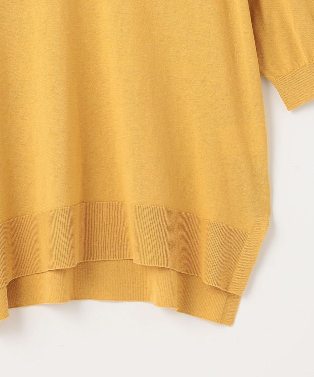 J.PRESS LADIES L 【洗える】COTTON LINEN Vネック ニット マリーゴールド系