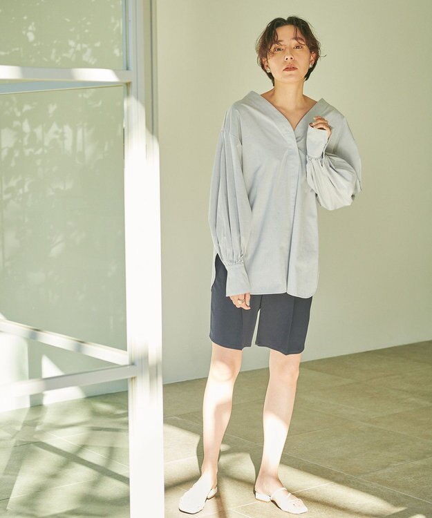 #Newans 【ANSWER for ヘルシーカジュアル】クロスリボンシャツ グレー系