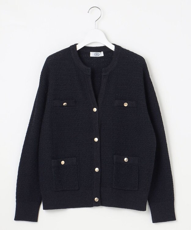 J.PRESS LADIES L 【洗える】DAILY TWEED ニット アウター ネイビー系