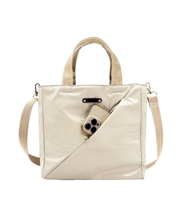 ROOTOTE 3665【ななめに走るポケットライン】LT.スクエア.スラッシュ-A 01：アイボリー