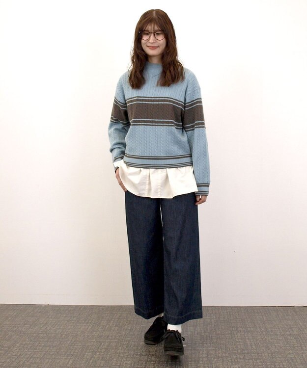 J.PRESS YORK STREET 【WOMEN】ラインハイゲージニット サックスブルー系1