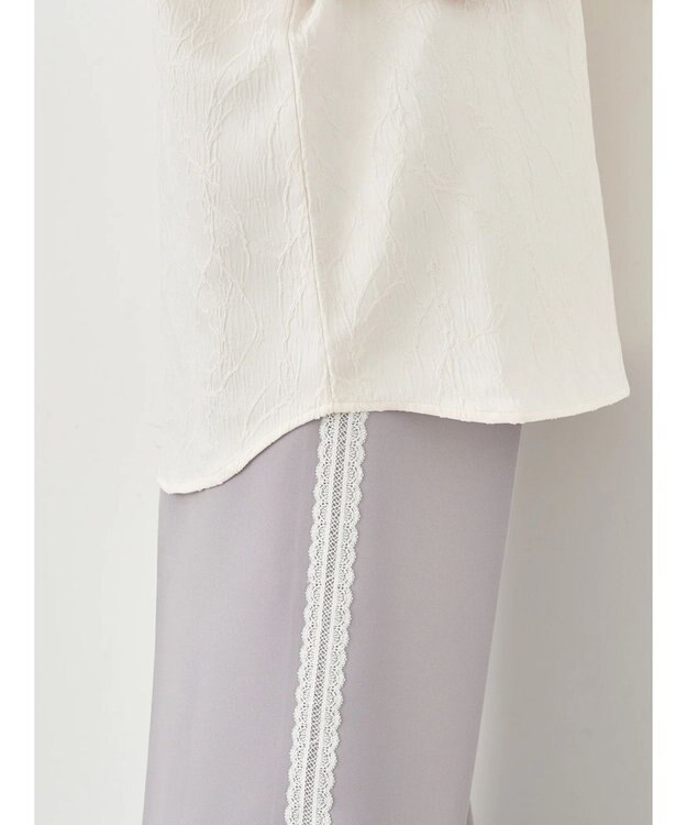 earth music&ecology フラワージャガードシャツ Ivory