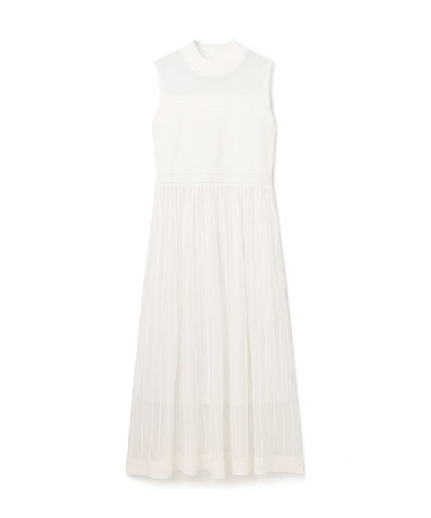 GRACE CONTINENTAL ラメシアープリーツニットワンピース ホワイト
