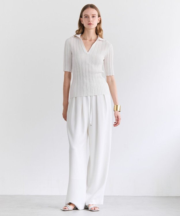 BEIGE， RUE / ドライタッチイージーセミワイドパンツ Ecru