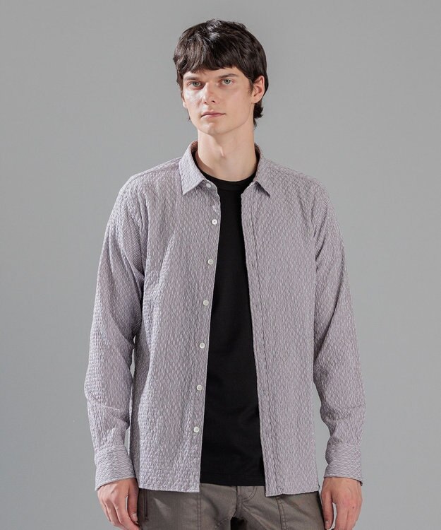 JOSEPH HOMME トライジャガード ストライプ ストレッチ    レギュラーカラーシャツ ベージュ系1