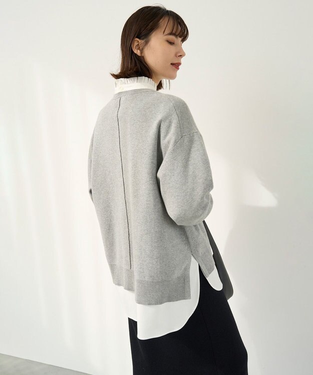 UNFILO スポンジニット ロゴジャガード グレー