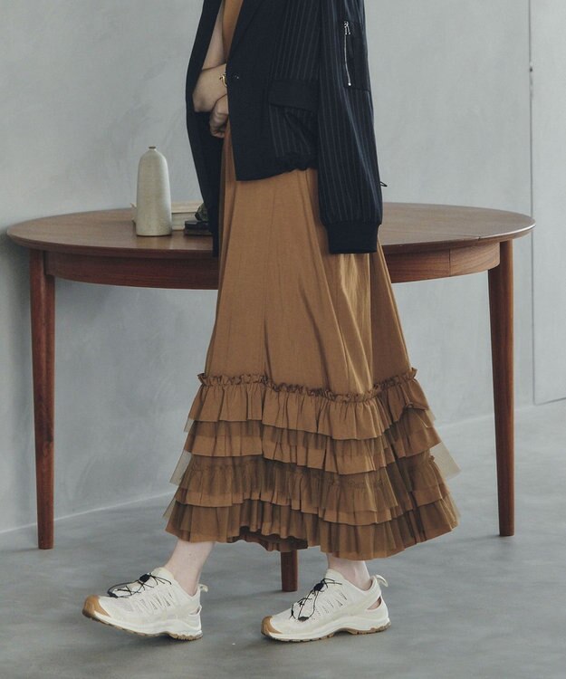 YECCA VECCA ラッフルキャミワンピース Camel