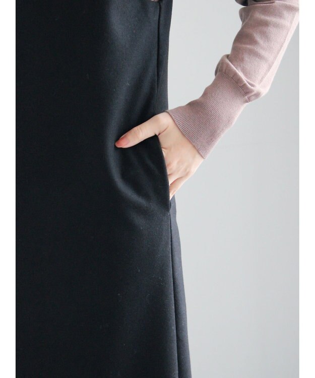 Te chichi ウール混ジャージージャンパースカート ブラック