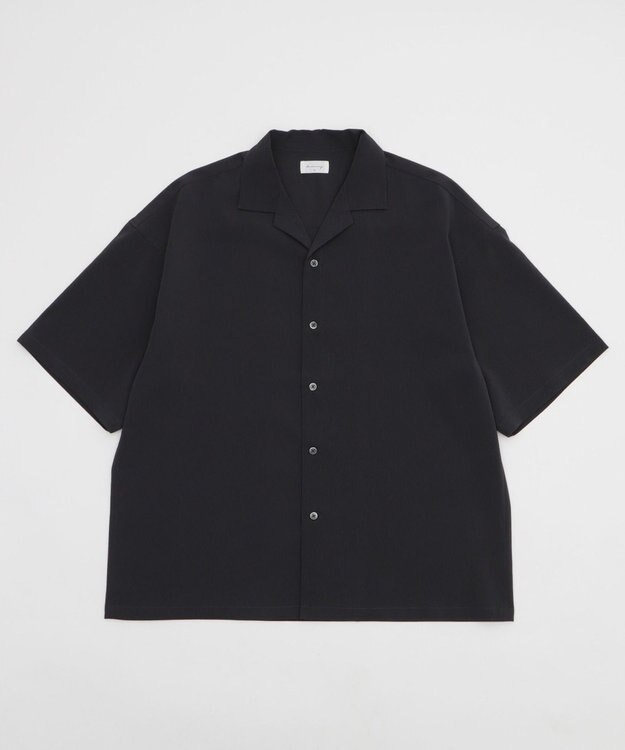 WEGO クレープオープンカラーシャツ（SS） ブラック中濃色