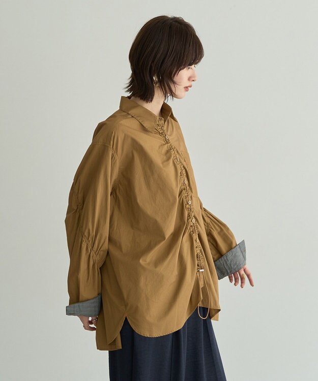 YECCA VECCA ドロストデザインギャザーシャツ Camel