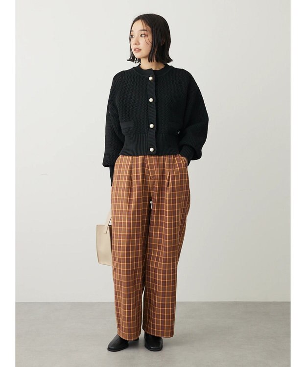 Green Parks ・ＥＬＥＮＣＡＲＥ　ＤＵＥ　チェックワイドパンツ Brown