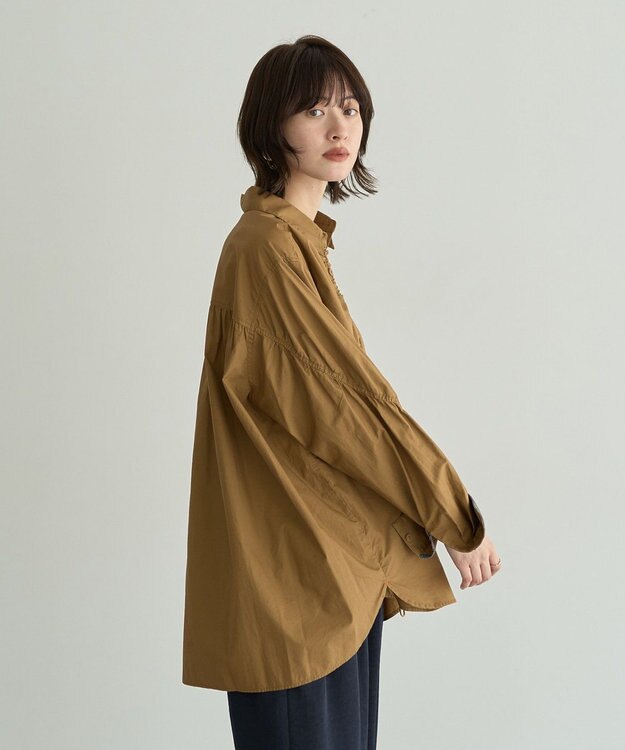 YECCA VECCA ドロストデザインギャザーシャツ Camel