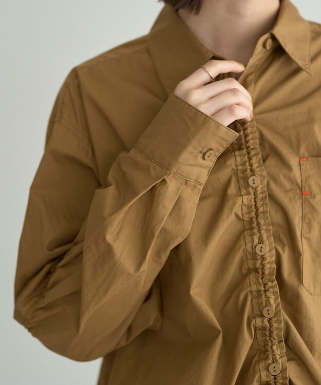 YECCA VECCA ドロストデザインギャザーシャツ Camel