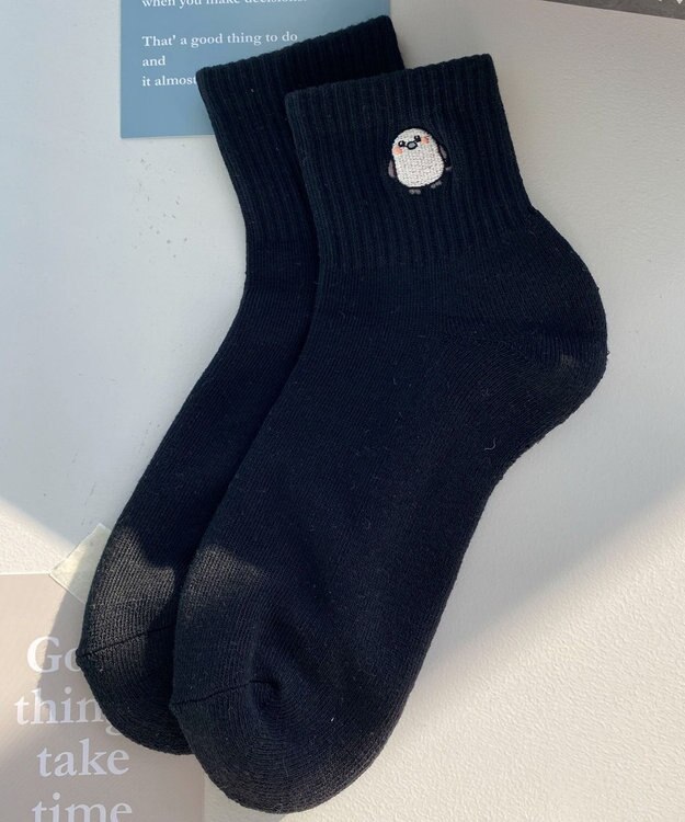 WEGO アニマル刺繍アンクル底パイルソックス 柄10