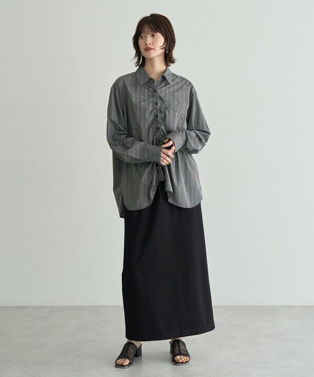 YECCA VECCA ドロストデザインギャザーシャツ Camel