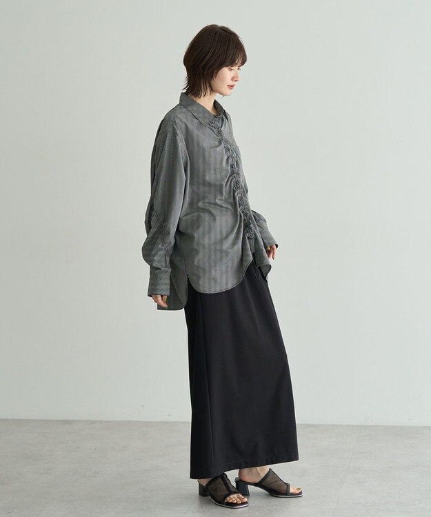 YECCA VECCA ドロストデザインギャザーシャツ Camel