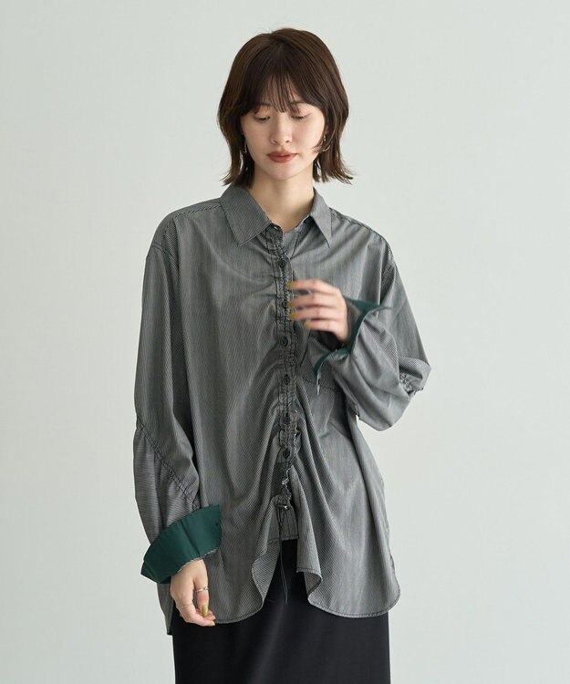 YECCA VECCA ドロストデザインギャザーシャツ Camel