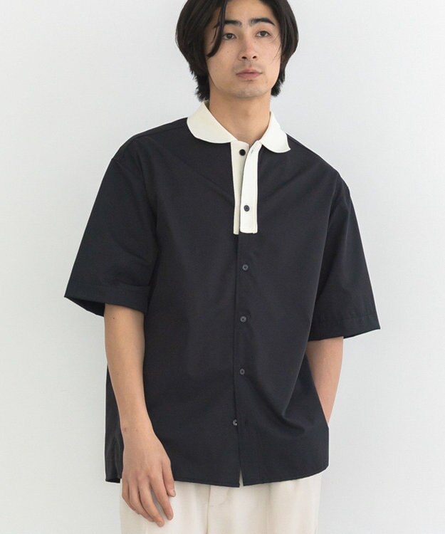 CRAFT STANDARD BOUTIQUE 【クールドライ】バイカラーニット衿ポロシャツ Black