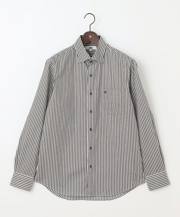 JOSEPH ABBOUD スト レッチストライプシャツ カーキ系1