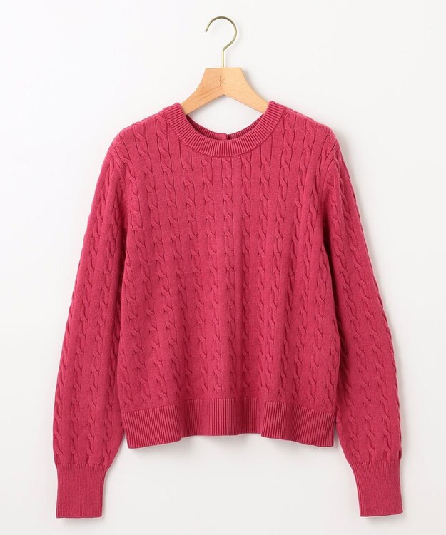 組曲 L 【前後着用可】コットンカシミヤ混2WAYケーブル ニット ラズベリー系