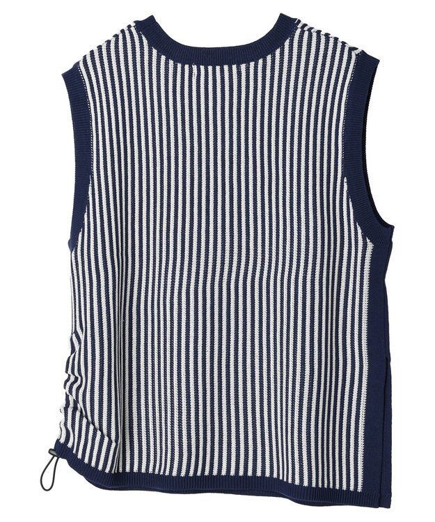 Green Parks ストライプドロストベスト Navy