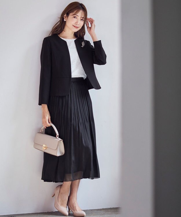 ANY SIS S 【洗える】シャイニープリーツ スカート ブラック