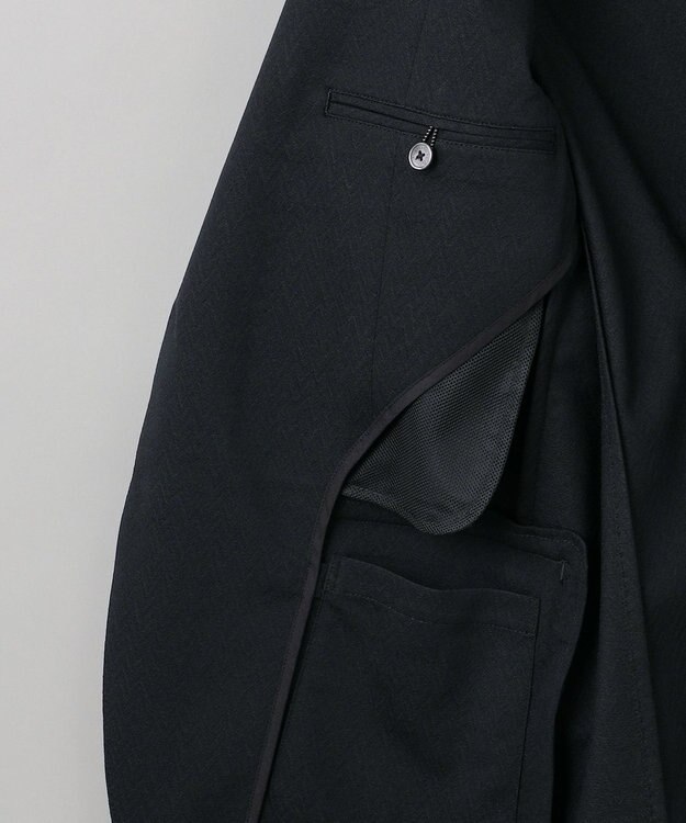 GOTAIRIKU 【通気性/ストレッチ/洗える】エアレースジャケット_ヘリンボーン柄 ブラックヘリンボーン柄