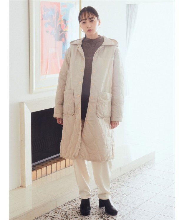 earth music&ecology ２ｗａｙキルティングコート Gray Beige