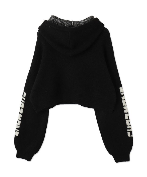 WEGO スタージャガードニットプルパーカー ブラック